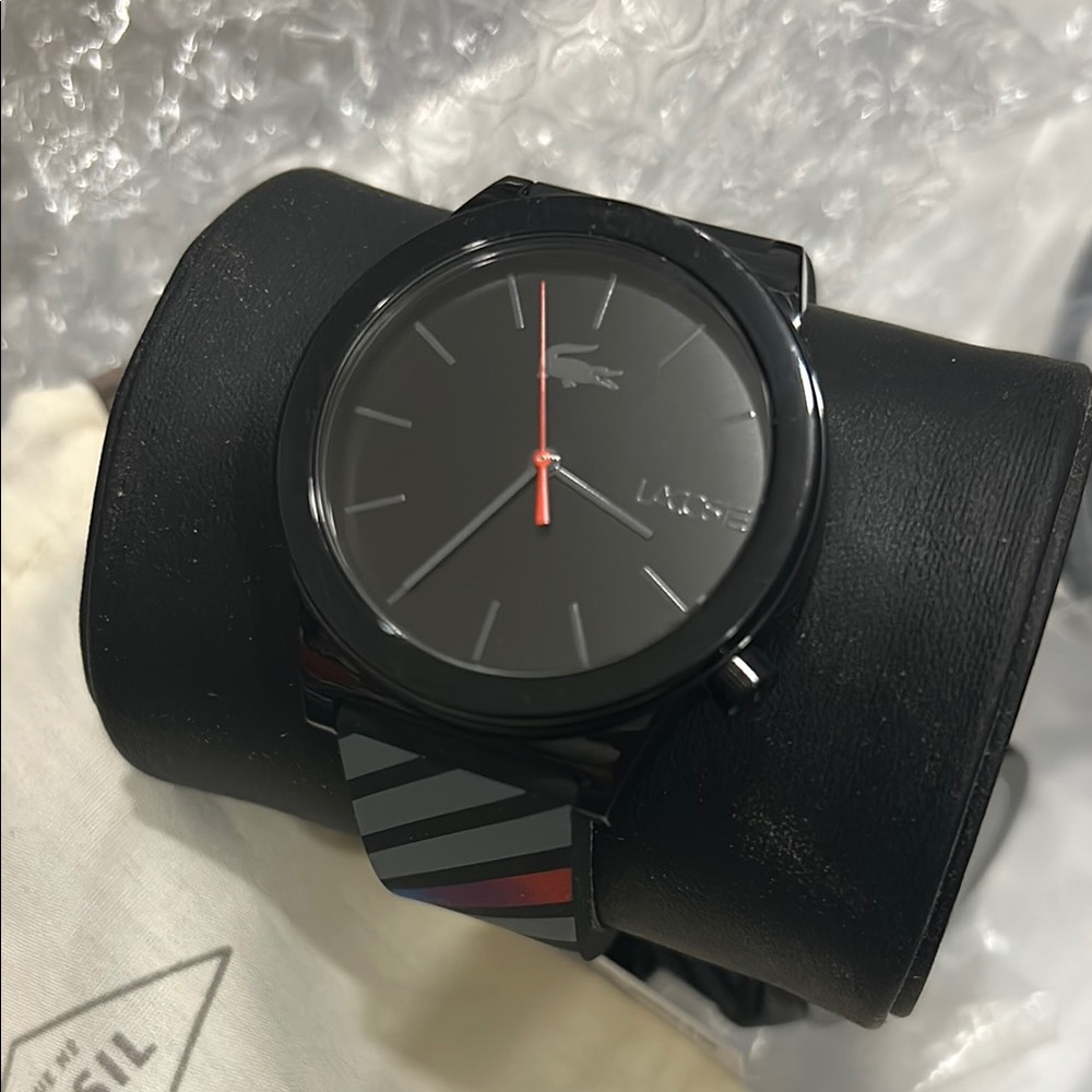 Lacoste Sleek Black Watch with Red Details